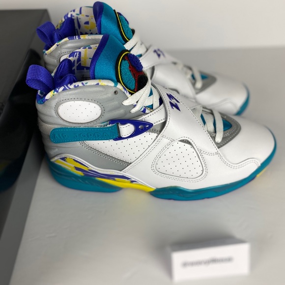 🔥Air Jordan RETRO 8 Aqua WOMEN SIZE 8 - Picture 2 of 8